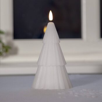 LED sviečka Flamme Grany, biela, 18 cm, z pravého vosku, na batérie