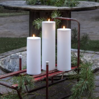 LED sviečka Flamme Rak 27,5 cm biela plastová na batérie