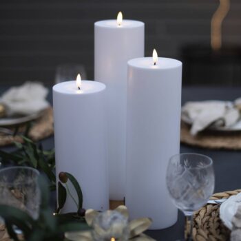LED sviečka Flamme Rak 27,5 cm biela plastová na batérie
