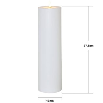 LED sviečka Flamme Rak 37,5 cm biela plastová na batérie