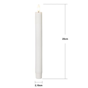 LED sviečka Flamme Stripe, biela, 25 cm, sada 2 kusov na voskové batérie