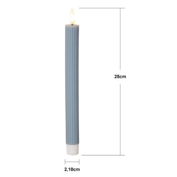 LED sviečka Flamme Stripe, modrá, 25 cm, sada 2 kusov na voskové batérie