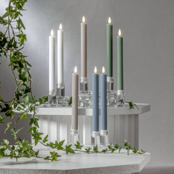LED sviečka Flamme Stripe, zelená, 25 cm, sada 2 kusov na voskové batérie