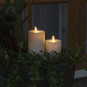 LED sviečka IP44 krémovo biela hladká Výška 18 cm