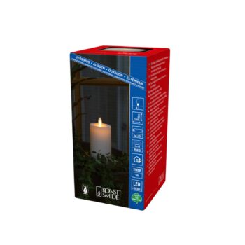 LED sviečka IP44 krémovo biela hladká Výška 18 cm