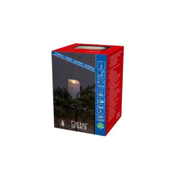 LED sviečka IP44 krémovo biela roztavená výška 14 cm