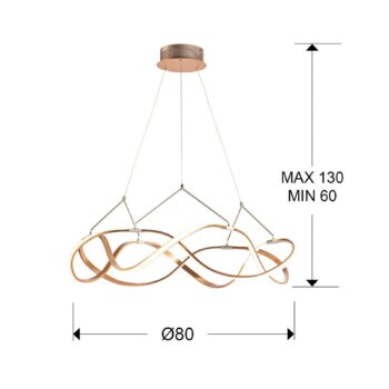 LED svietidlo Molly, remote, Ø 80 cm, ružové zlato