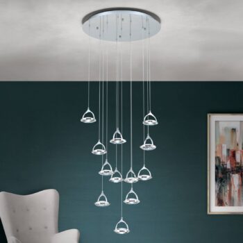 LED svietidlo Moon krištáľové sklo K9 12-pl. chróm