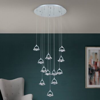 LED svietidlo Moon krištáľové sklo K9 12-pl. chróm