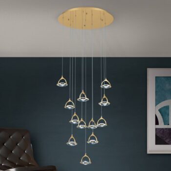 LED svietidlo Moon krištáľové sklo K9 12-pl. zlatá