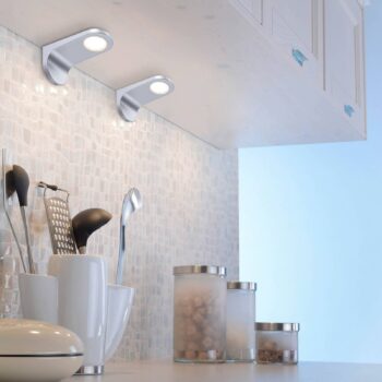LED svietidlo pod skrinku Amon, strieborné, dĺžka 15 cm, sada 2 ks, stmievateľné