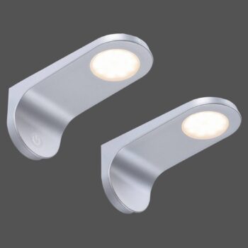 LED svietidlo pod skrinku Amon, strieborné, dĺžka 15 cm, sada 2 ks, stmievateľné