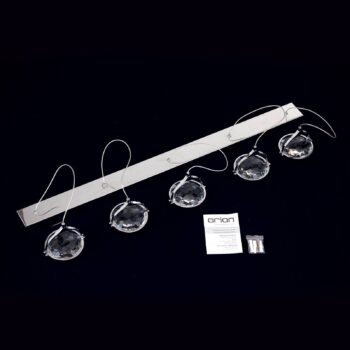 LED trámové závesné svietidlo Moon, 5-pl., chróm