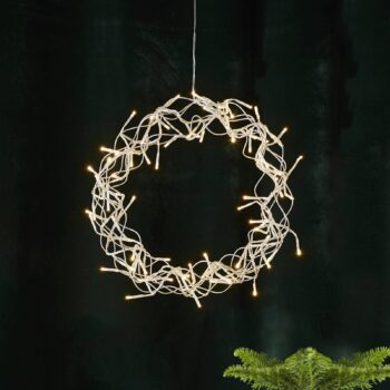 LED veniec Curly, teplá biela, Ø 30 cm