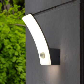 LED vonkajšie nástenné svietidlo Cairo, antracitová farba, plast, senzor