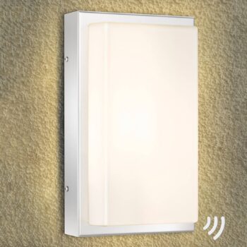 LED vonkajšie nástenné svietidlo Julea, nerezová oceľ, sklo, snímač pohybu