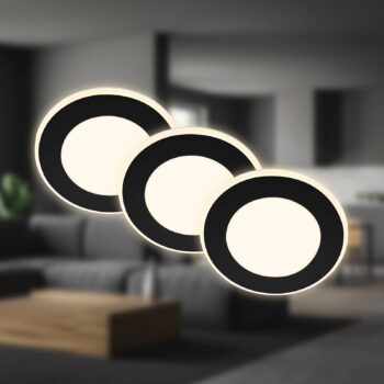 LED vstavané svetlo Gima, čierne, 3 000 K, sada 3 ks