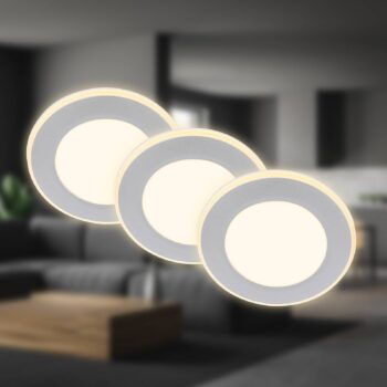 LED vstavané svetlo Gima, matný chróm, 3 000 K, sada 3 ks