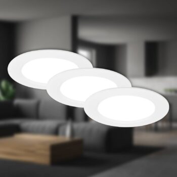 LED vstavané svetlo Jeft, Ø12cm, biele, sada 3 ks, zapínanie/vypínanie,