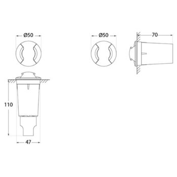 LED zapustené lampa Aldo 2L, čierna/číra 3 000 K