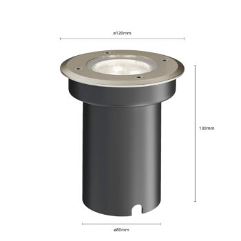 LED zapustené podlahové svietidlo Lucande Ava, Ø 12 cm, kruhové, IP67