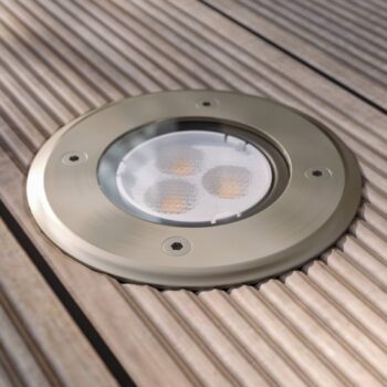 LED zapustené podlahové svietidlo Lucande Ava, Ø 12 cm, kruhové, IP67