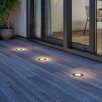 LED zapustené podlahové svietidlo Lucande Ava, Ø 12 cm, kruhové, IP67