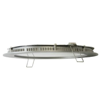 LED zapustený panel Justus, Ø 14,5 cm, strieborný, IP44