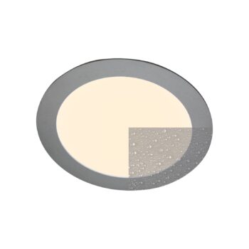 LED zapustený panel Justus, Ø 14,5 cm, strieborný, IP44