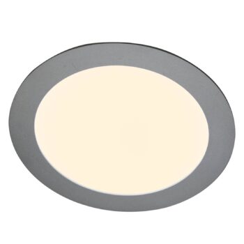 LED zapustený panel Justus, Ø 14,5 cm, strieborný, IP44