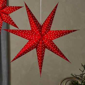 LED závesná hviezda Blink, zamatový vzhľad Ø 45cm červená