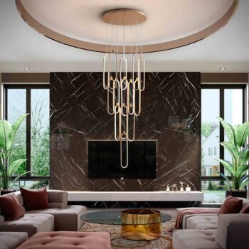 LED závesná lampa Colette rose gold 14 svetiel Ø 60 cm diaľkové ovládanie