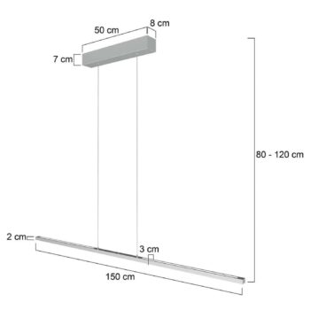 LED závesné svetlo Bande, 155 cm, hore/dole, oceľ, CCT, stmievač
