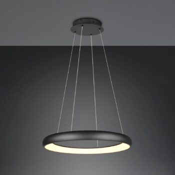LED závesné svetlo Cardona, Ø 75 cm, čierna, CCT, kov