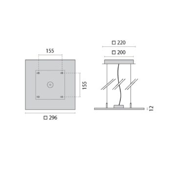 LED závesné svetlo FL Square 300 PL OP on/off 830