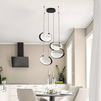 LED závesné svietidlo Adele, Ø 75 cm, čierne, kov, 4-pl.