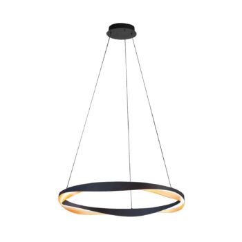 LED závesné svietidlo Ascoli, Ø 85 cm, čierna/zlatá, kov, tlmené