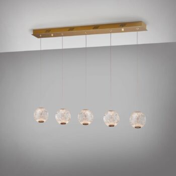 LED závesné svietidlo Austral zlatá/číra 5-pl dlhé