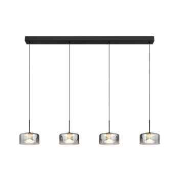 LED závesné svietidlo Belinda, dĺžka 105 cm, dymová sivá, 4-pl.