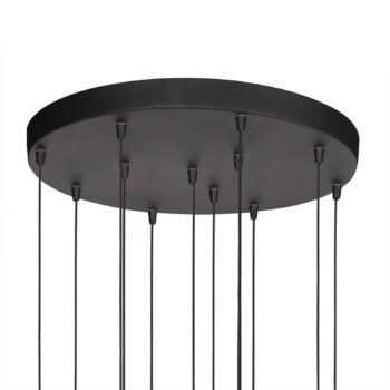 LED závesné svietidlo Bollique, 12-pl. okrúhle, čierne, sklo