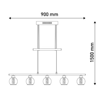LED závesné svietidlo Brass 5pl výška nastaviteľná