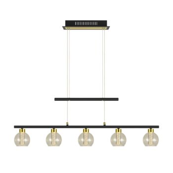 LED závesné svietidlo Brass 5pl výška nastaviteľná
