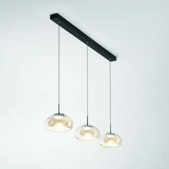 LED závesné svietidlo Brena, koňaková farba, 3 svetlá, stmievateľné, CCT