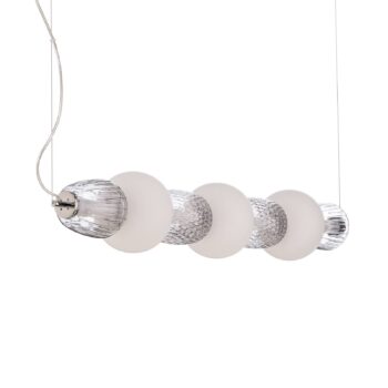LED závesné svietidlo Caro, sklo sivo-priehľadné/opálové dĺžka 110 cm