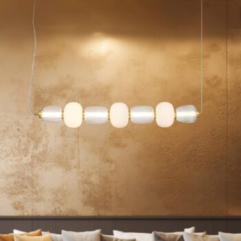 LED závesné svietidlo Caro, sklo transparentné/opálové, dĺžka 110 cm