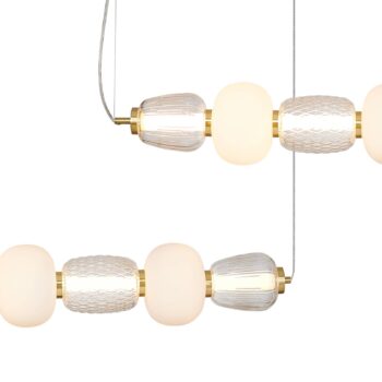 LED závesné svietidlo Caro, sklo transparentné/opálové, dĺžka 110 cm