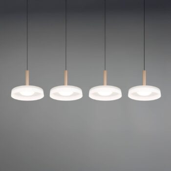 LED závesné svietidlo Celeste bielo-hnedé 115 cm 4-osvetľovacie sklo