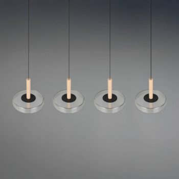 LED závesné svietidlo Celeste chróm/drevo 115 cm 4-osvetľovacie sklo