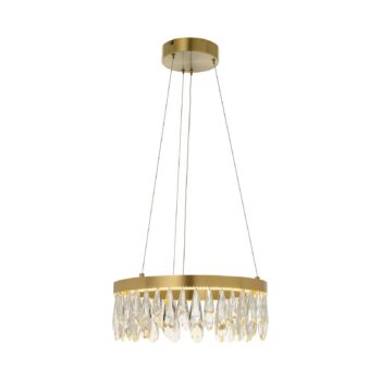 LED závesné svietidlo Celestia, Ø 40 cm, mosadzné, krištáľ