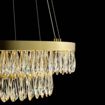 LED závesné svietidlo Celestia, Ø 60 cm, mosadzné, krištáľ
